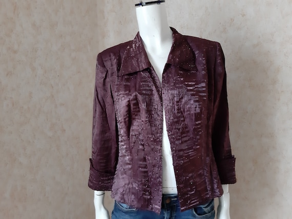 Vintage Rayon jacket Rayon Burgundy Women jacket … - image 2