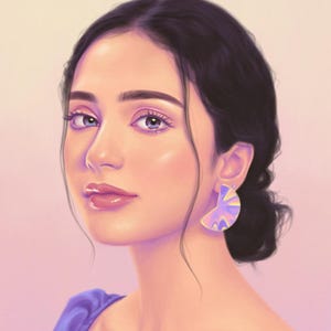 Iridescent Portrait Painting, Holographic Art, Custom Portrait Digital, Commission From Photo, Realistic Painting, Memorial Gift, 1x1, 8x10