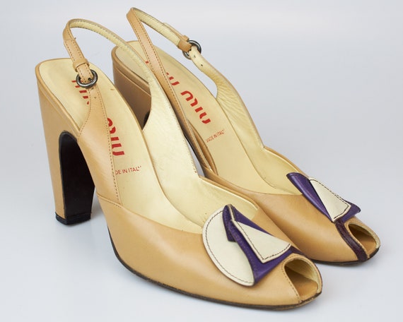beige leather heels