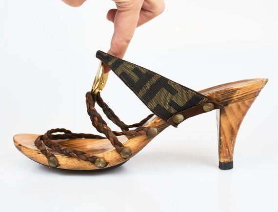 Vintage Fendi zucca FF monogram FF logo sandals sl