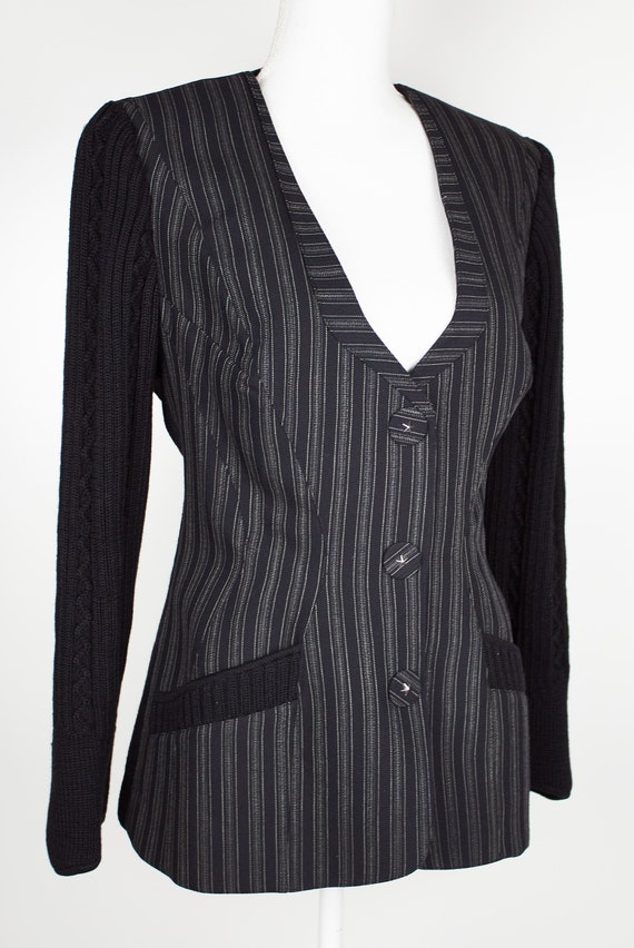 Vintage Thierry Mugler blazer 100% wool striped gr
