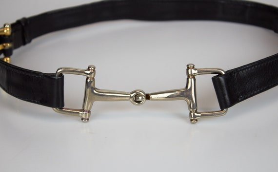 Vintage Celine horcebit belt leather black belt Ce