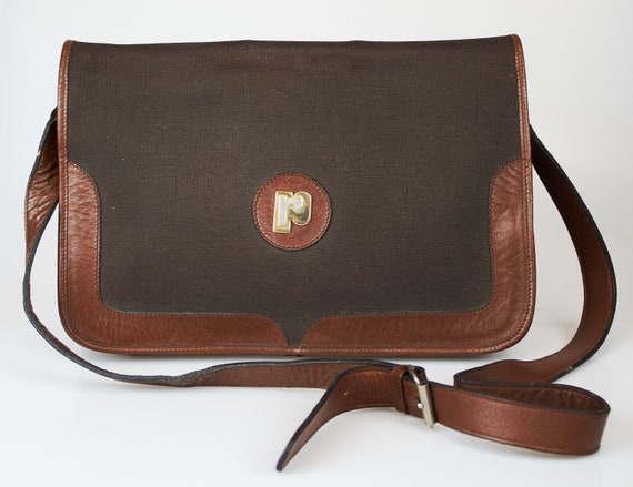 Vintage Paco Rabanne bag canvas brown leather mess