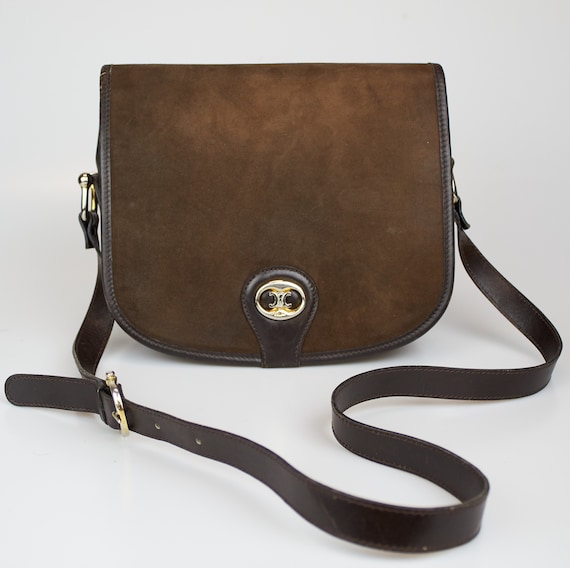 Vintage Celine bag brown suede womens cross body C