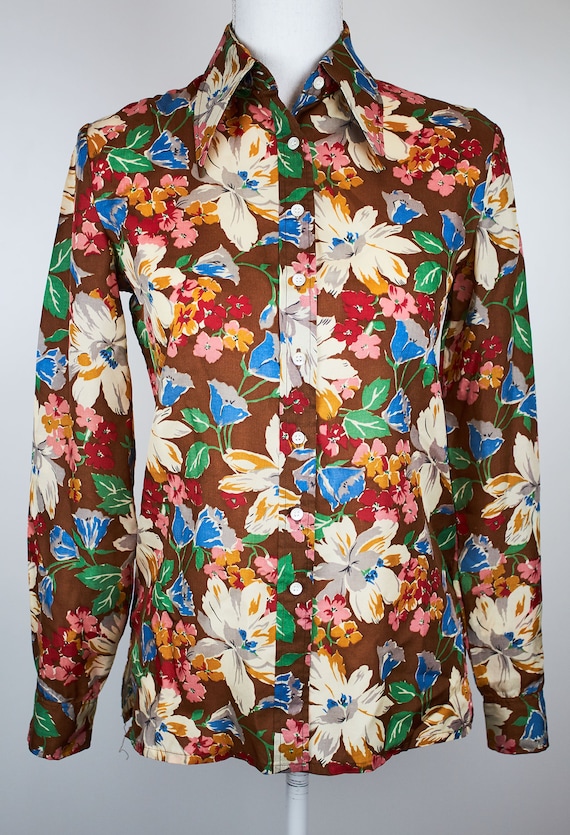 Vintage Cacharel floral blouse boho flower blouse