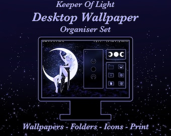 Keeper Of Light: Magical Dreamscape Desktop Theme Organiser Set With Icons