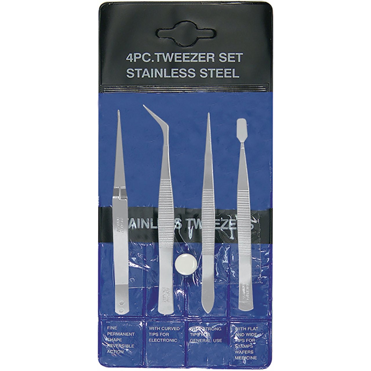 Utopia Care 4 Piece Professional Stainless Steel Tweezers Set