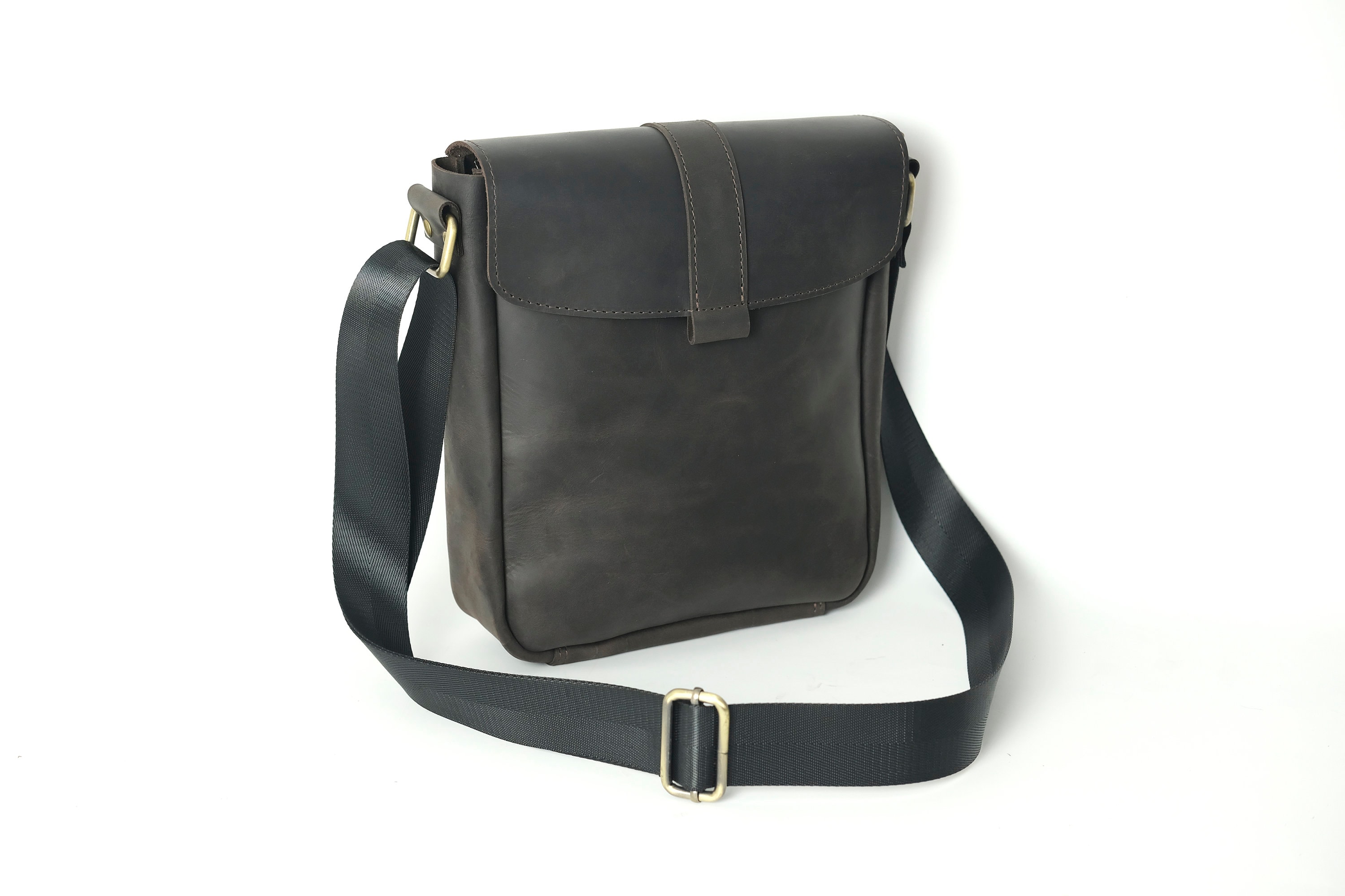 Monogram Leather Bag, Mens Shoulder Bag, Small Messenger Bag, Mens Crossbody Bag, Casual Leather Bag, Brown Mens Bag, Black Mens Bag