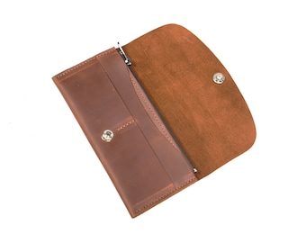 Cartera de cuero, Cartera de cuero para mujer, Cartera de cuero para mujer, Cartera de cuero para hombre, Cartera de cuero personalizada, Monedero con cremallera, Monedero largo
