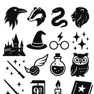 Magic World SVG Bundle, Wizard Svg, Owl Svg, Castle Svg, Houses svg, Hp inspired svg