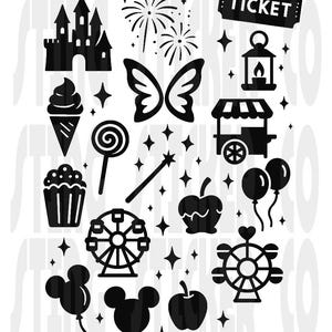 Pacchetto SVG di parchi a tema magici, SVG magico, SVG terrestre, SVG del castello, SVG delle orecchie, SVG ispirato a Disney