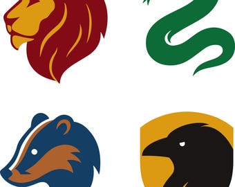 Magic World Animals SVG Bundle, Wizard Svg, Lion Snake Raven Badger Colored Svg, Castle Svg, Houses svg, Hp inspired svg