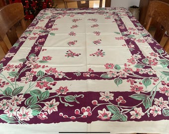 Tovaglia vintage - NOS Borgogna e rosa