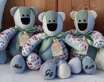 Memory bear made from loved ones clothes, Memorial Gift.