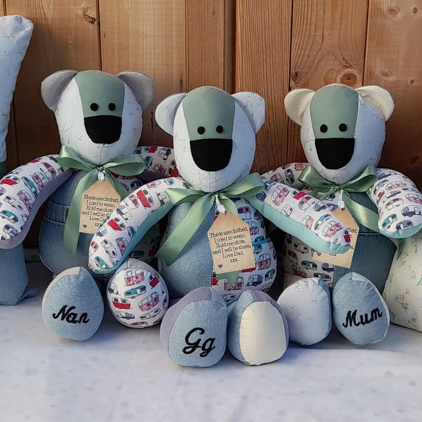 Memory bear made from loved ones clothes, Memorial Gift.