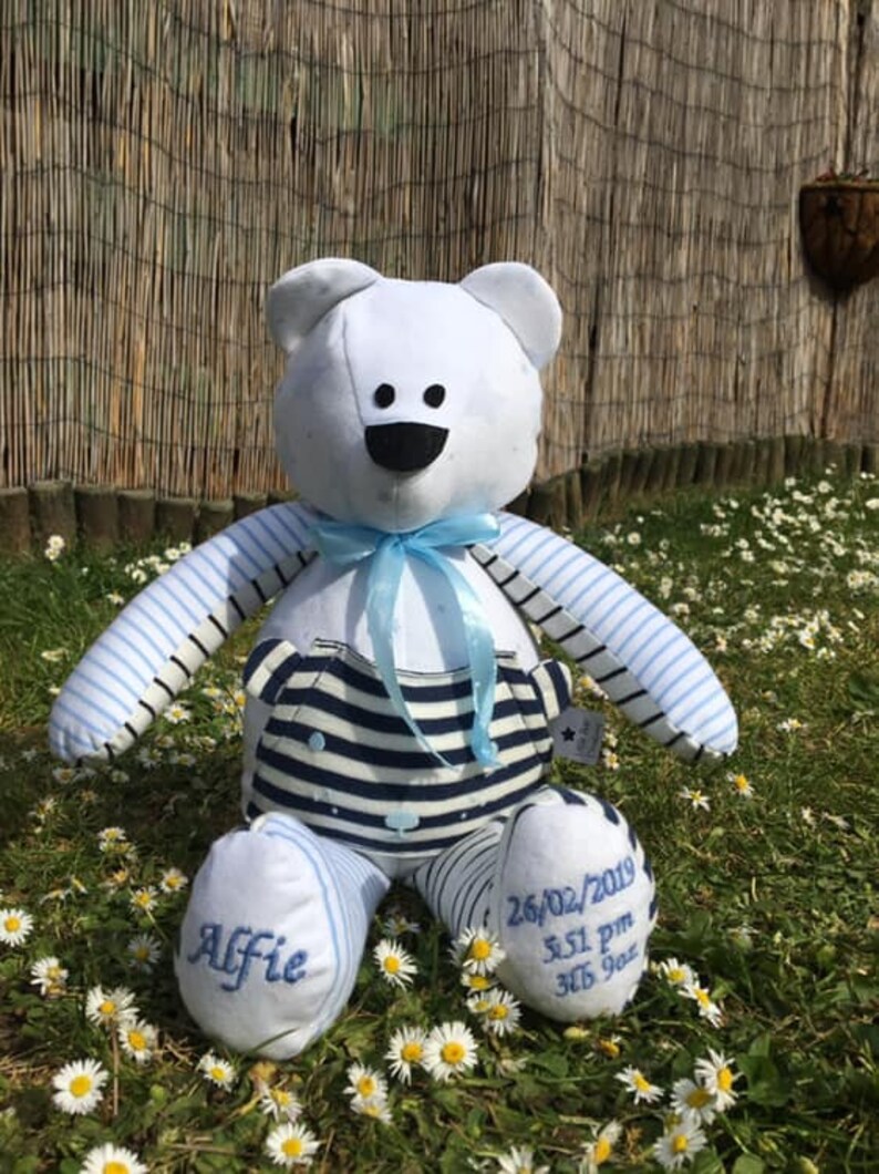 Memory Bear made from baby clothes Baby Boy gift Etsy