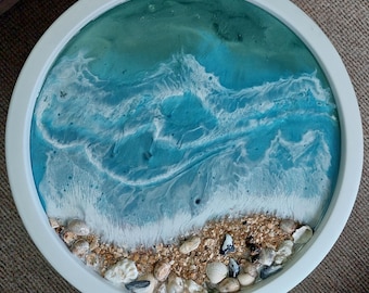 Beach decor for bedroom,  Beach theme, ocean theme, beach art,  side table, end table, coffee table, tray table, beach lover gift