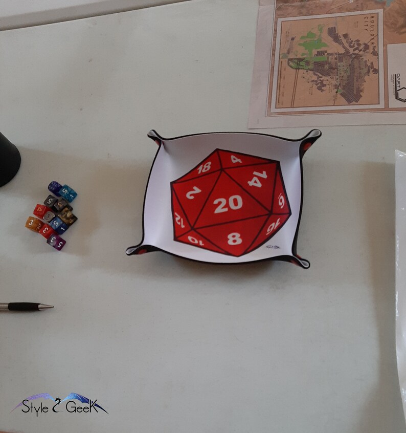 walkers heroes Dice-tray D20 Red Natural pathfinder C.O Fantasy gift for jdr flexible dd5 dragons