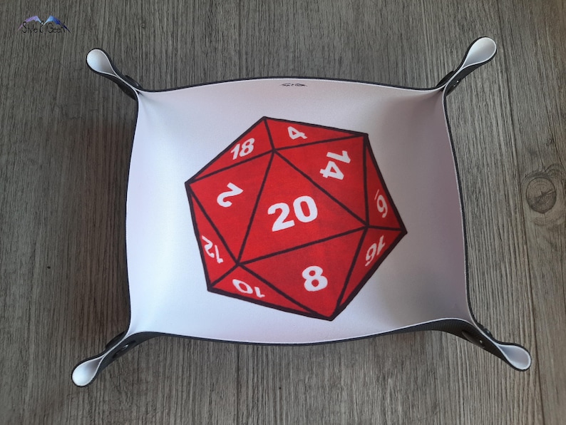 walkers heroes Dice-tray D20 Red Natural pathfinder C.O Fantasy gift for jdr flexible dd5 dragons