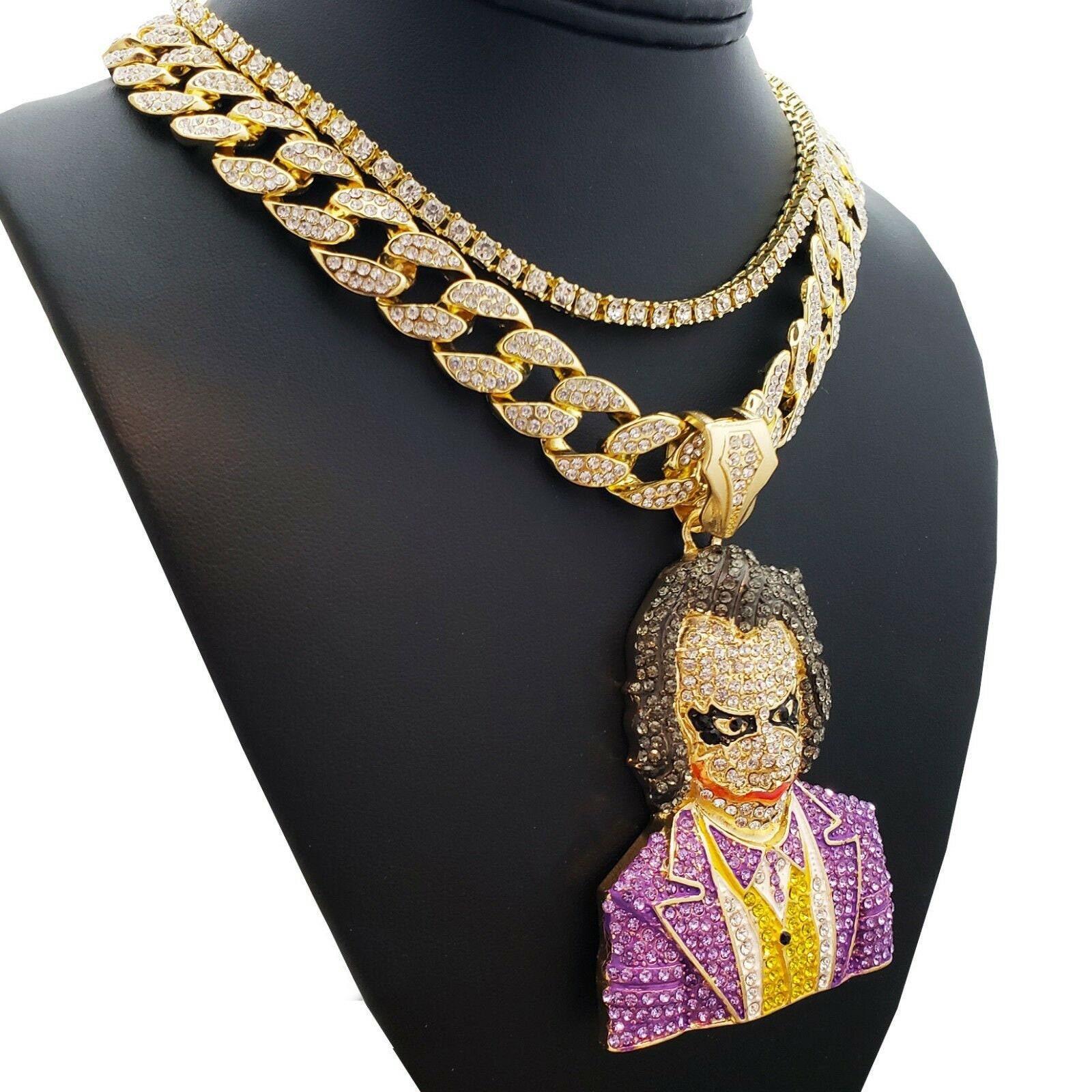 Iced Joker Ledger Suicide Squad Gold plated Pendant chain Etsy