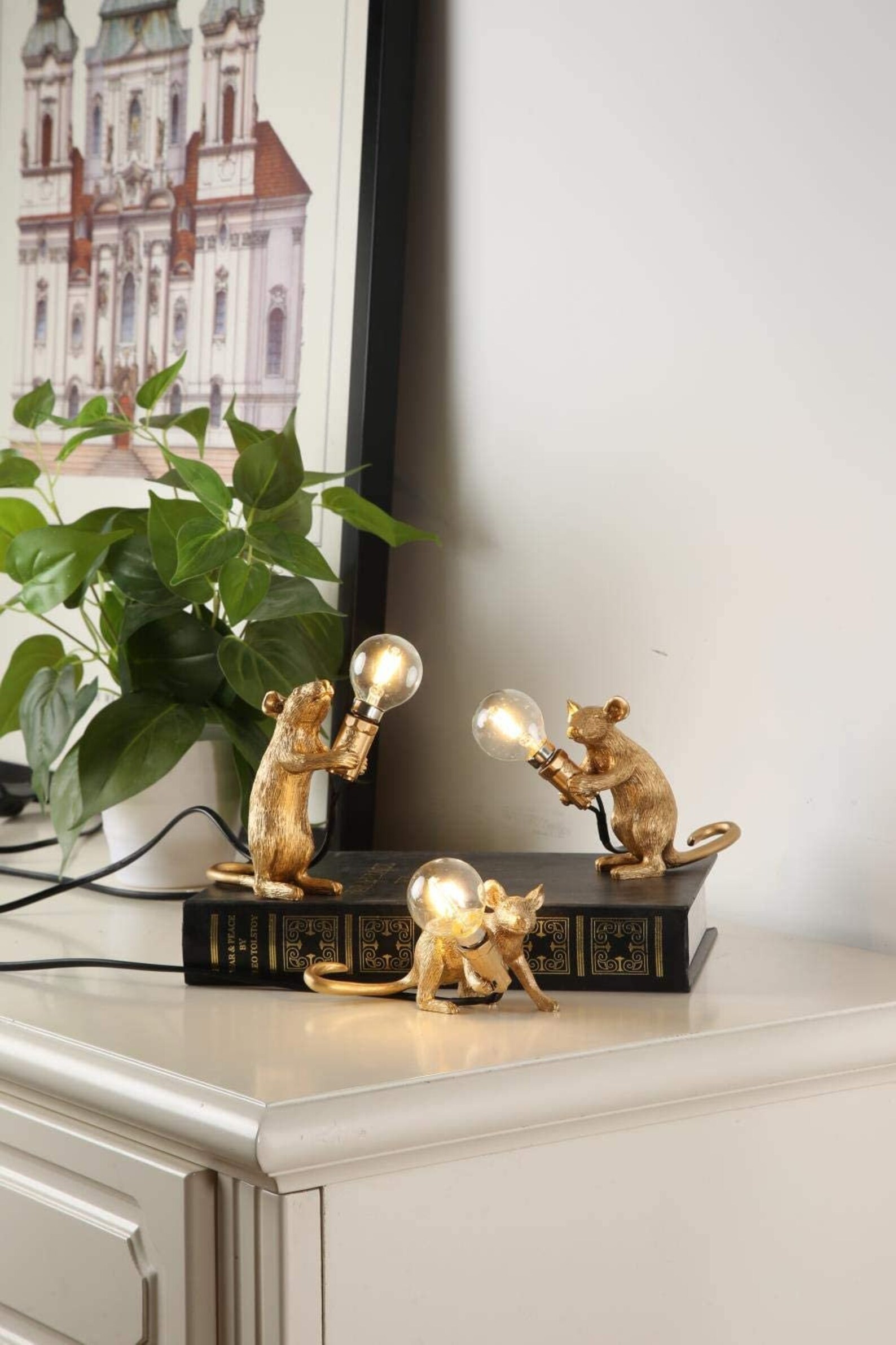 Gold Mouse Rat Gift Lighting Accent Lamp Vintage Rustic Etsy