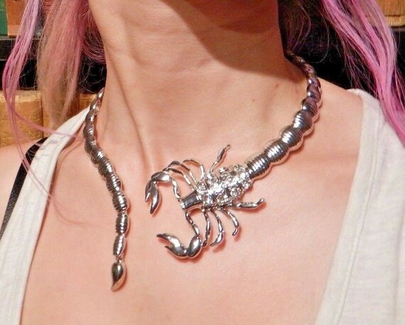 Silver Scorpion Collar Metal Choker Necklace Poison Scorpio | Etsy Australia