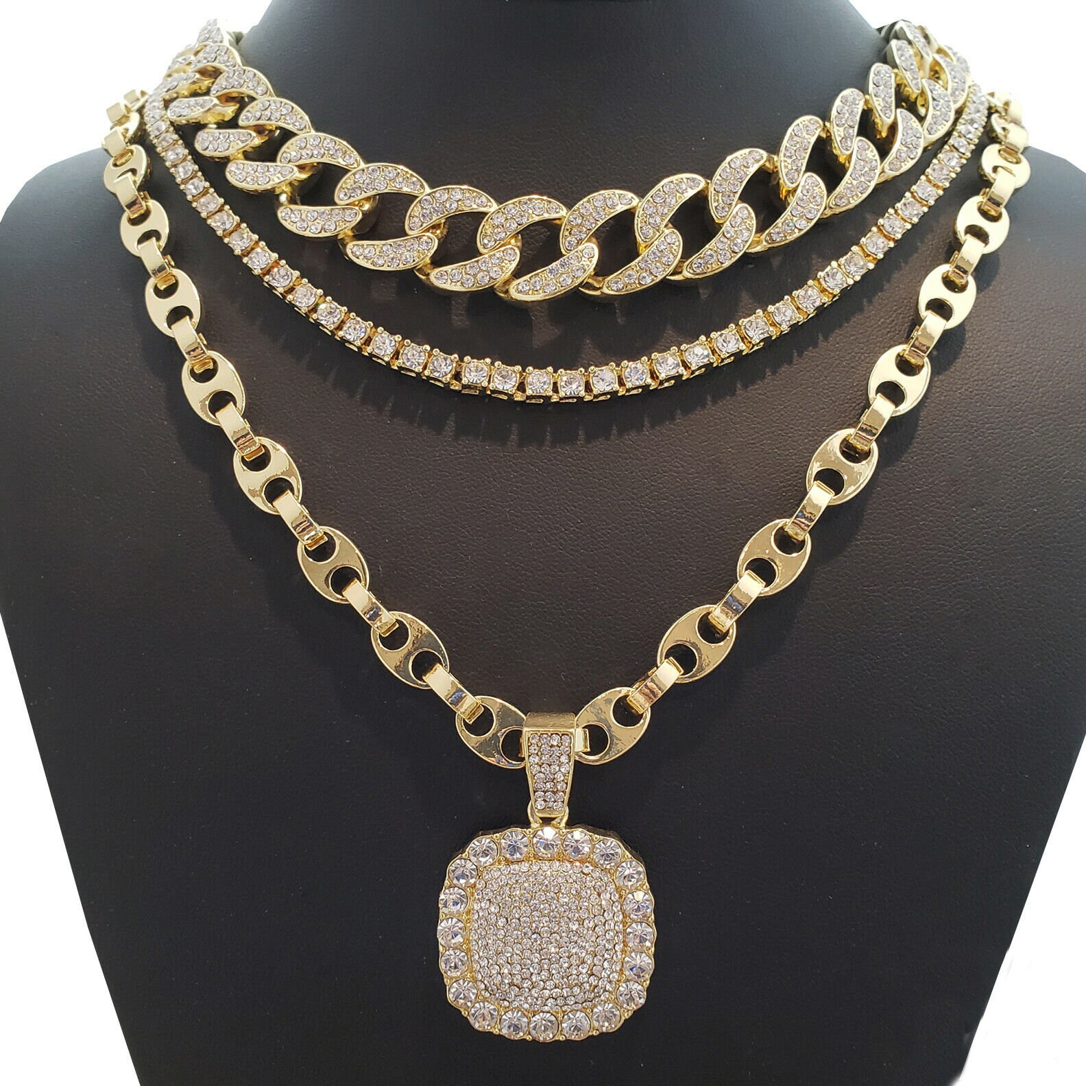 Iced Out 14k plated Gold Rap Rapper Combo Pendant 18 Etsy