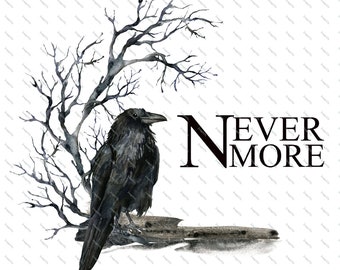 Nie mehr - Krähe - Halloween - digitales Bild Instant Download, PNG, Sublimation Grafiken - 85401