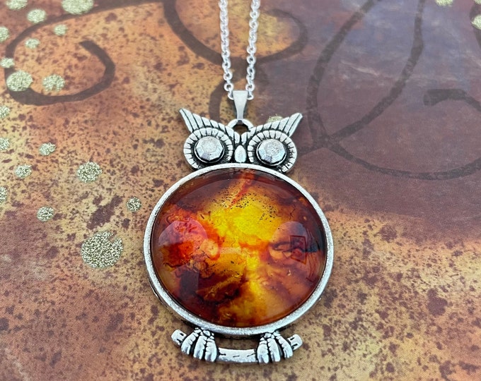 Amber Fire Owl Pendant