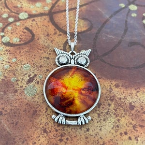 Amber Fire Owl Pendant