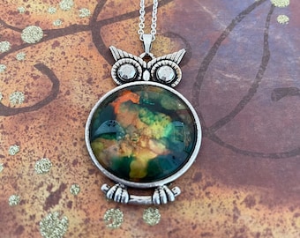 Emerald Gold Owl Pendant