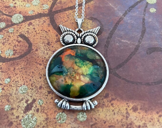 Emerald Gold Owl Pendant