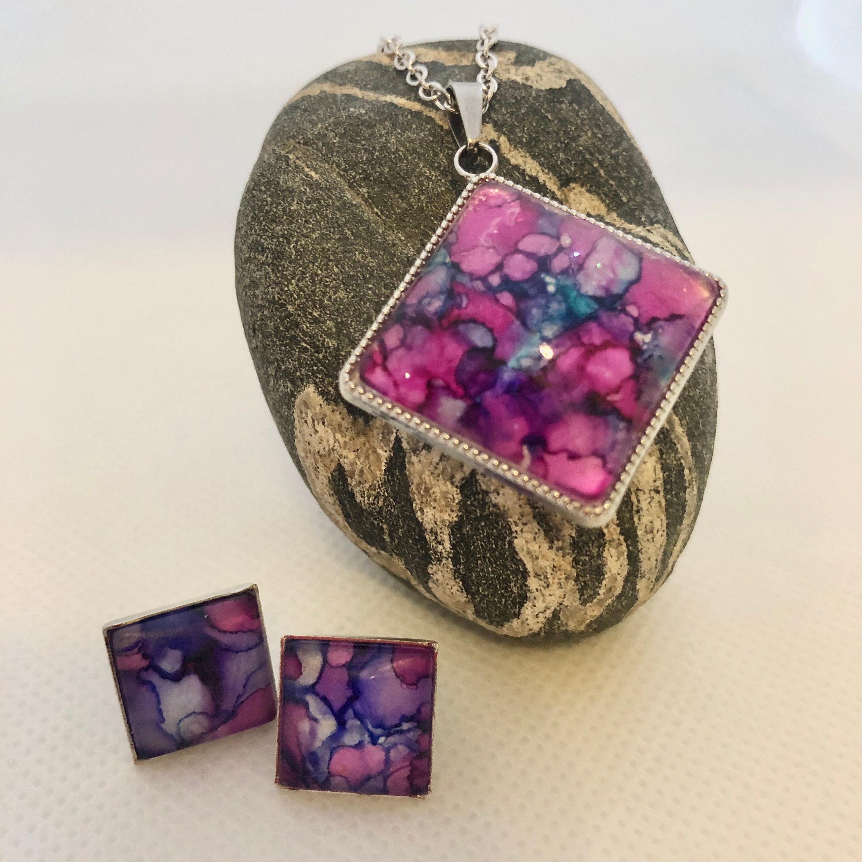 Diamond Etched Womens Necklace Pendant Earrings Etsy