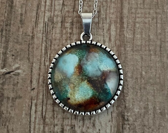 Turquoise Bronze Calla Lilly Pendant
