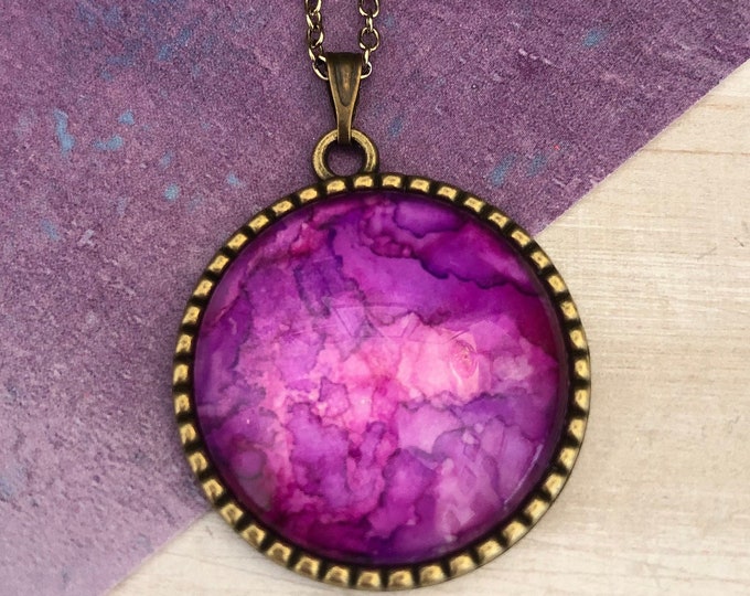 Purple Orchid Antique Pendant