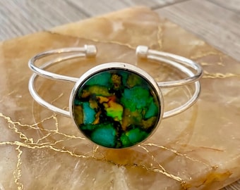 Bracelet Green Moss Bangle Cuff