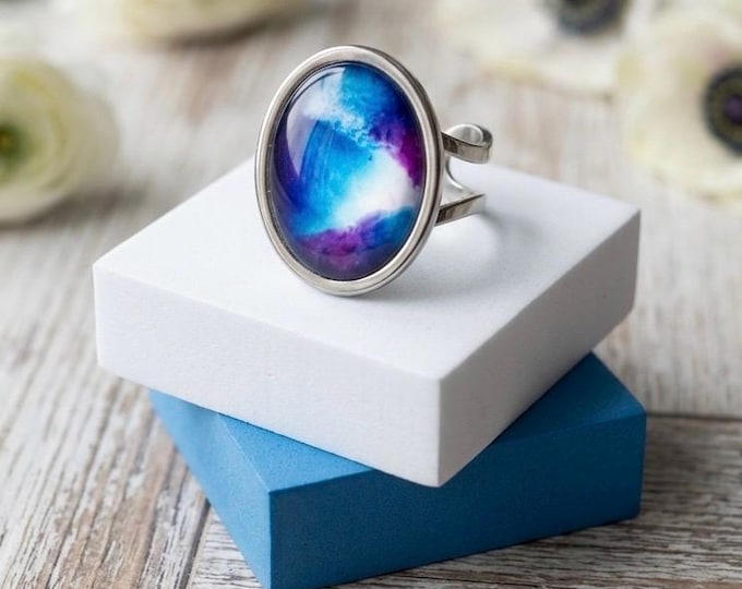 Blue Sapphire Silver Ring, Open Back Easy to Wear, Trendy and Chic