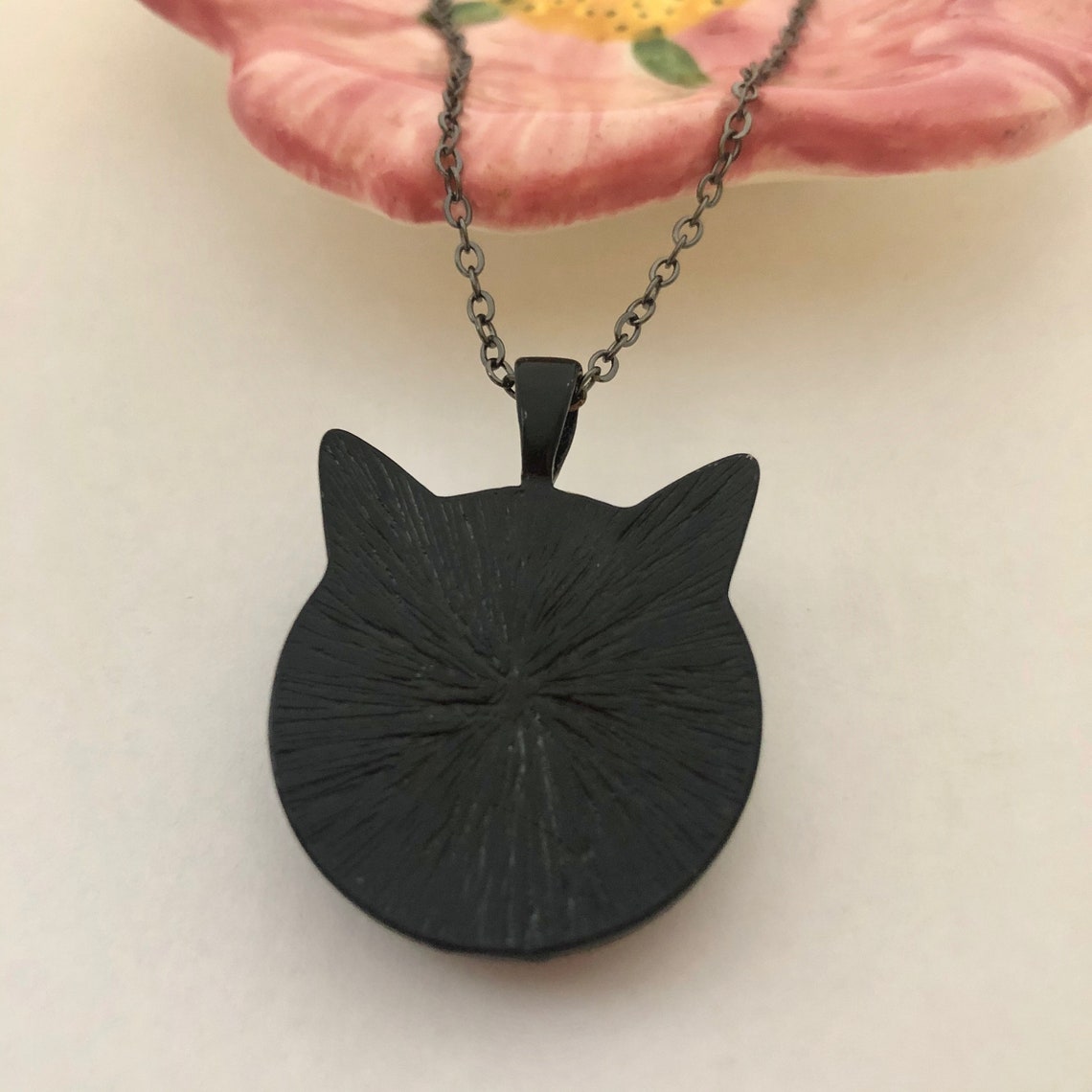 Black Cat Pendant Necklace Etsy