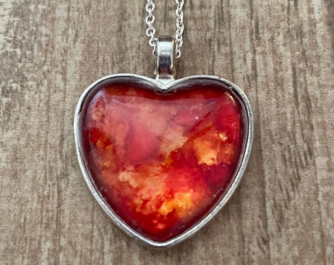 Amber Fire Heart Pendant