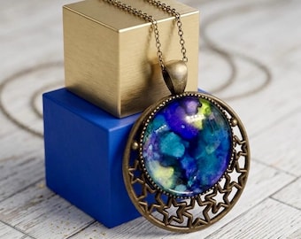 Azalea Blue Moon Stars Pendant