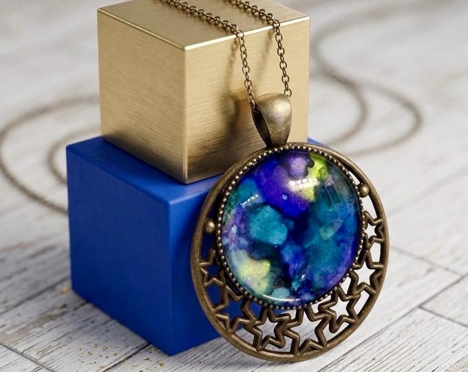 Azalea Blue Moon Stars Pendant