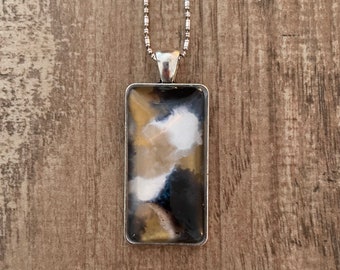 Golden Rod Rectangle Pendant Necklace