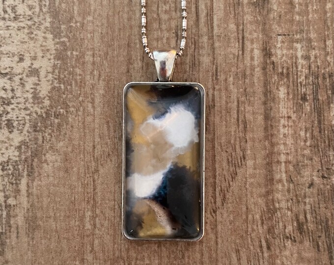 Golden Rod Rectangle Pendant Necklace