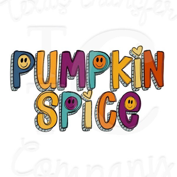 pumpkin spice sublimation heat transfer, cotton t-shirt transfer, whimsy pumpkin spice sublimation or cotton transfer