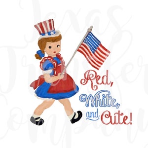 Red white and cute, 4th of July sublimation transfer, ready to press tshirt transfer, patriotic transfer, July 4th tshirt transfer