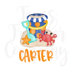 personalized boys beach transfer ready to press, kids cotton tshirt transfer, watercolor boys sand castle tshirt transfer