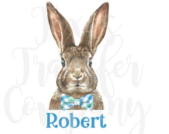Bunny with bow tie Sublimation Print, Boys Easter T-shirt Transfer, Ready To press transfer, boy bunny, personalized bunny, hipster bunny