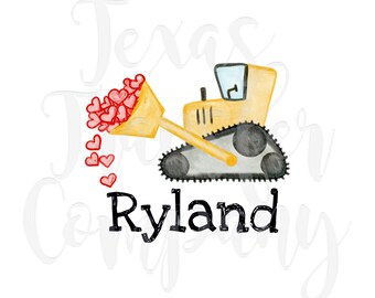 backhoe Construction Valentine boys printable Valentine Sublimation Download Print and Press sublimation for kids shirts valentine PNG