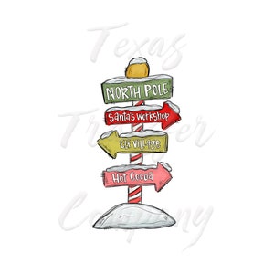 North Pole, Santa&#39;s workshop sublimation transfer, cotton tshirt transfer, kids christmas transfer