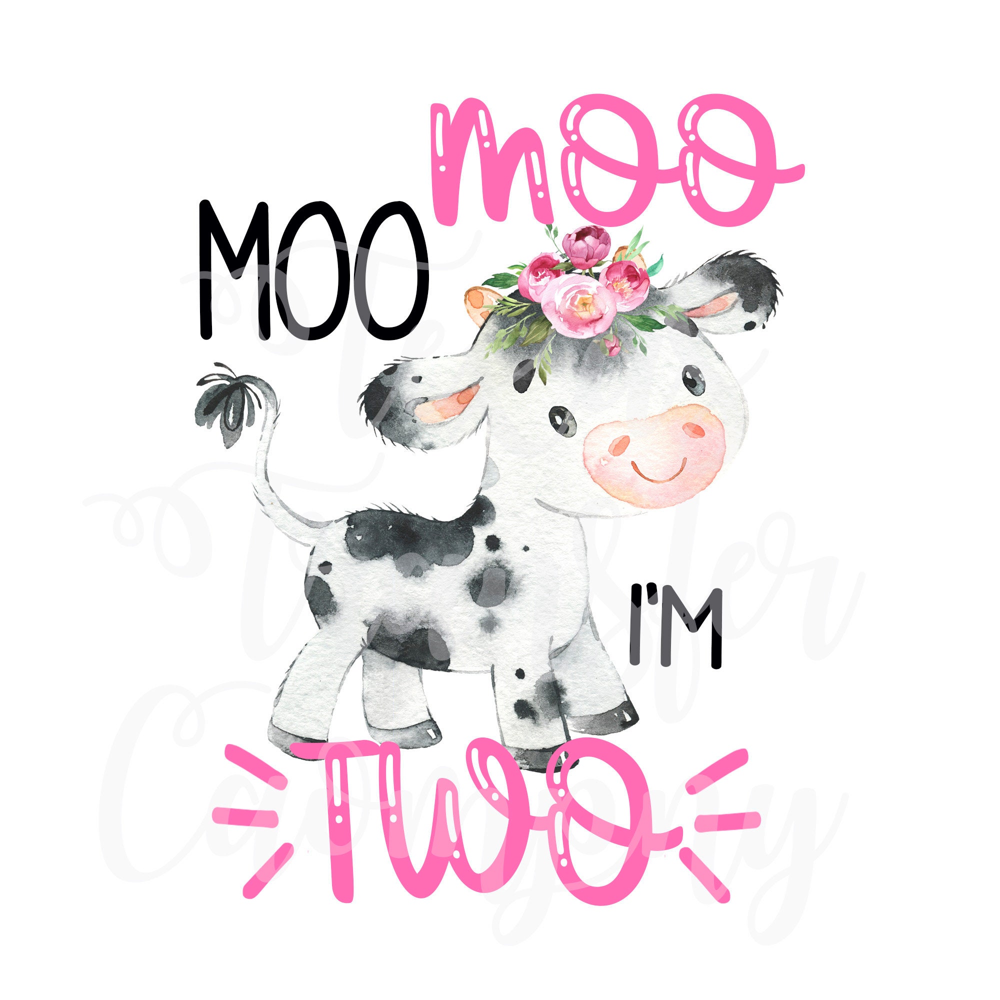 Moo Moo I'm Two Digital Download Cow Birthday Png 